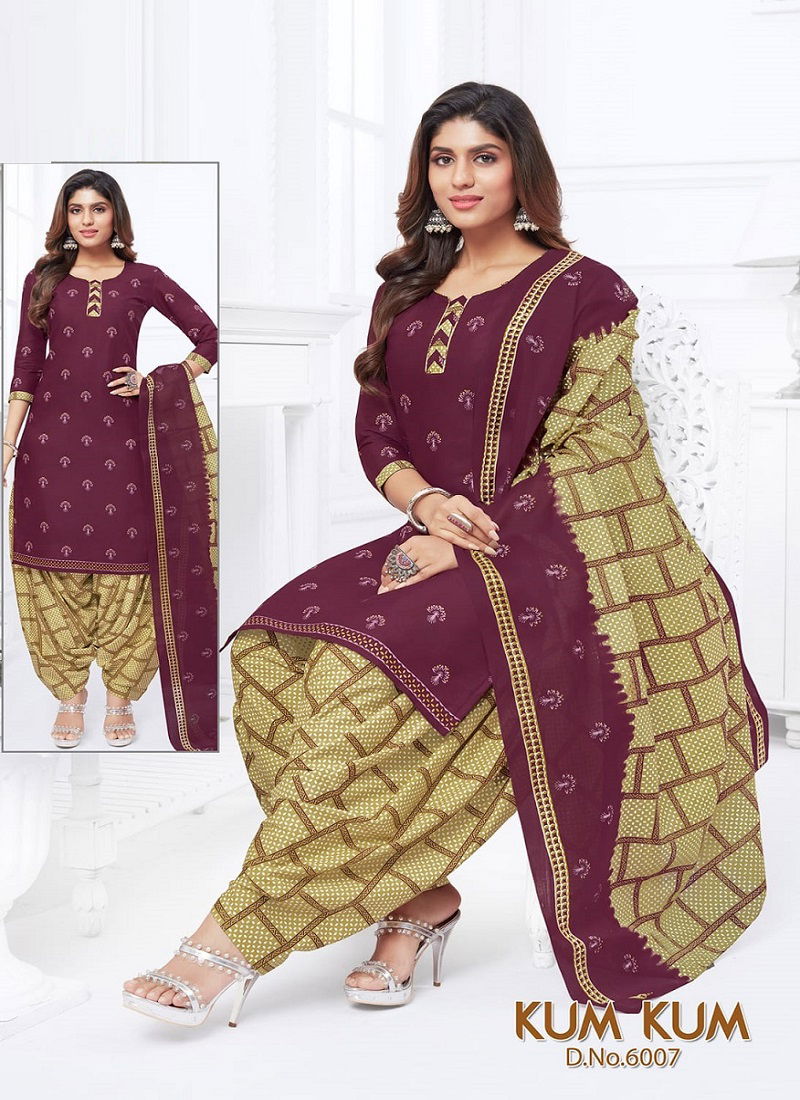 Devi Kum Kum Patiyala 6 Regular Wear Wholesale Cotton Dress Material
